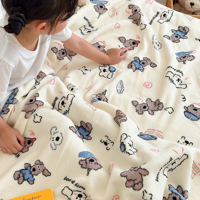 91家纺网 家纺一手货源 找家纺 （总）嗨生活 2025新款雪粒绒双面绒贝壳边锁边居家办公多功能盖毯幼儿园毛毯儿童毛毯推车毯