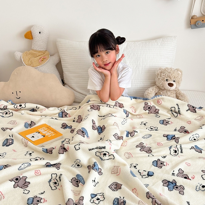 91家纺网 家纺一手货源 找家纺 （总）嗨生活 2025新款雪粒绒双面绒贝壳边锁边居家办公多功能盖毯幼儿园毛毯儿童毛毯推车毯