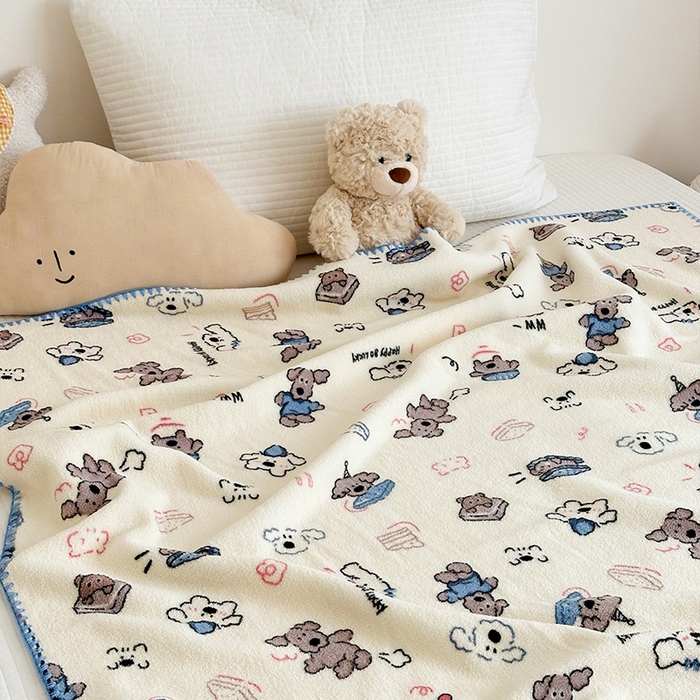 91家纺网 家纺一手货源 找家纺 （总）嗨生活 2025新款雪粒绒双面绒贝壳边锁边居家办公多功能盖毯幼儿园毛毯儿童毛毯推车毯