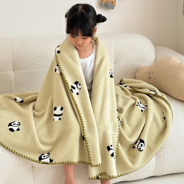 91家纺网 家纺一手货源 找家纺 （总）嗨生活 2025新款雪粒绒双面绒贝壳边锁边居家办公多功能盖毯幼儿园毛毯儿童毛毯推车毯