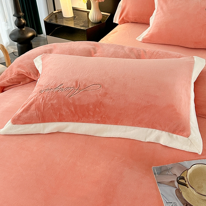 91家纺网 家纺一手货源 找家纺 乐坊 2025新款全消光雕花绒牛奶绒刺绣四件套-香颂 香颂-橘色