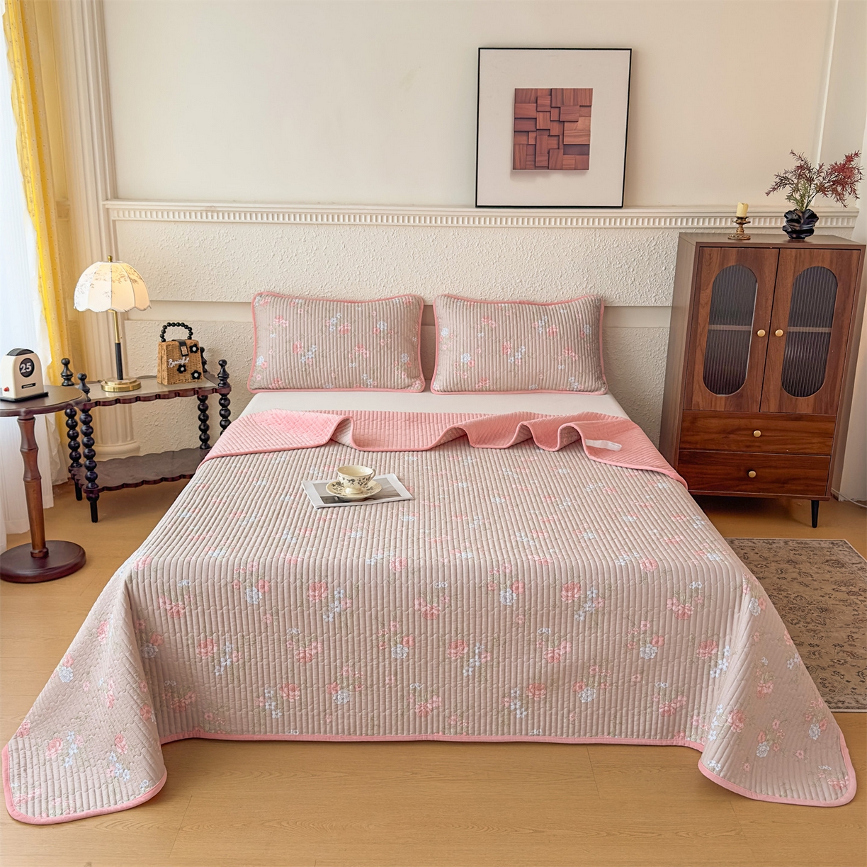 91家纺网 家纺一手货源 找家纺 （总）恒爱家纺 2025新款全棉宝宝绒双拼床盖三件套