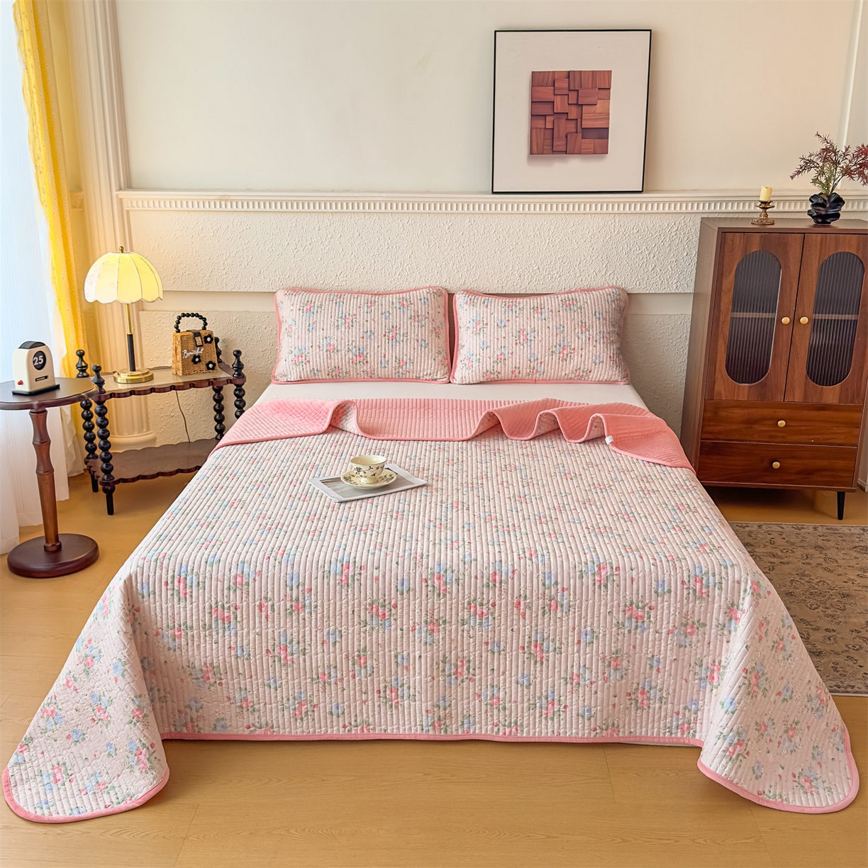 91家纺网 家纺一手货源 找家纺 （总）恒爱家纺 2025新款全棉宝宝绒双拼床盖三件套