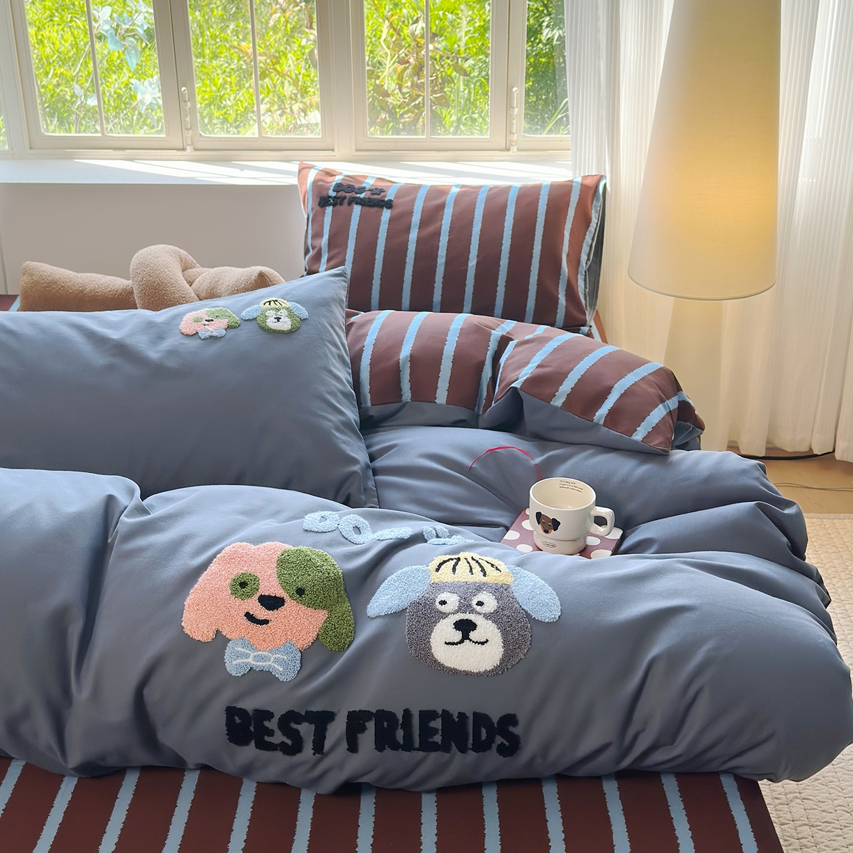 91家纺网 家纺一手货源 找家纺 （总）怡家居 2025新款全棉纯棉磨毛绣花四件套-普通款