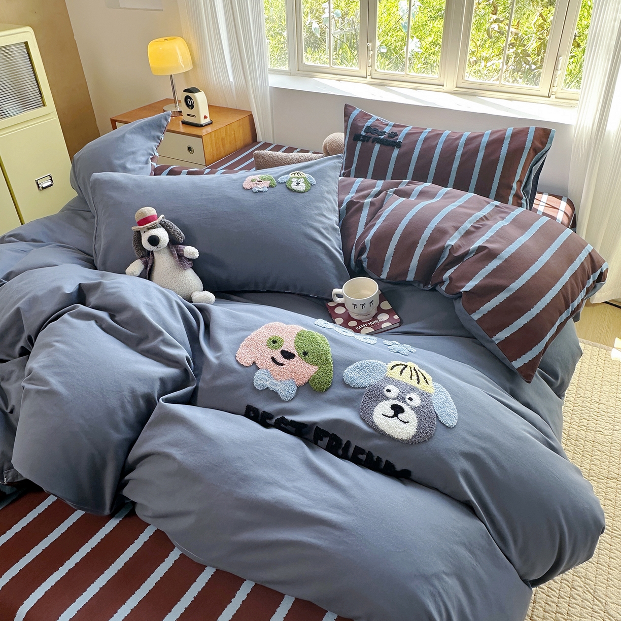 91家纺网 家纺一手货源 找家纺 （总）怡家居 2025新款全棉纯棉磨毛绣花四件套-普通款