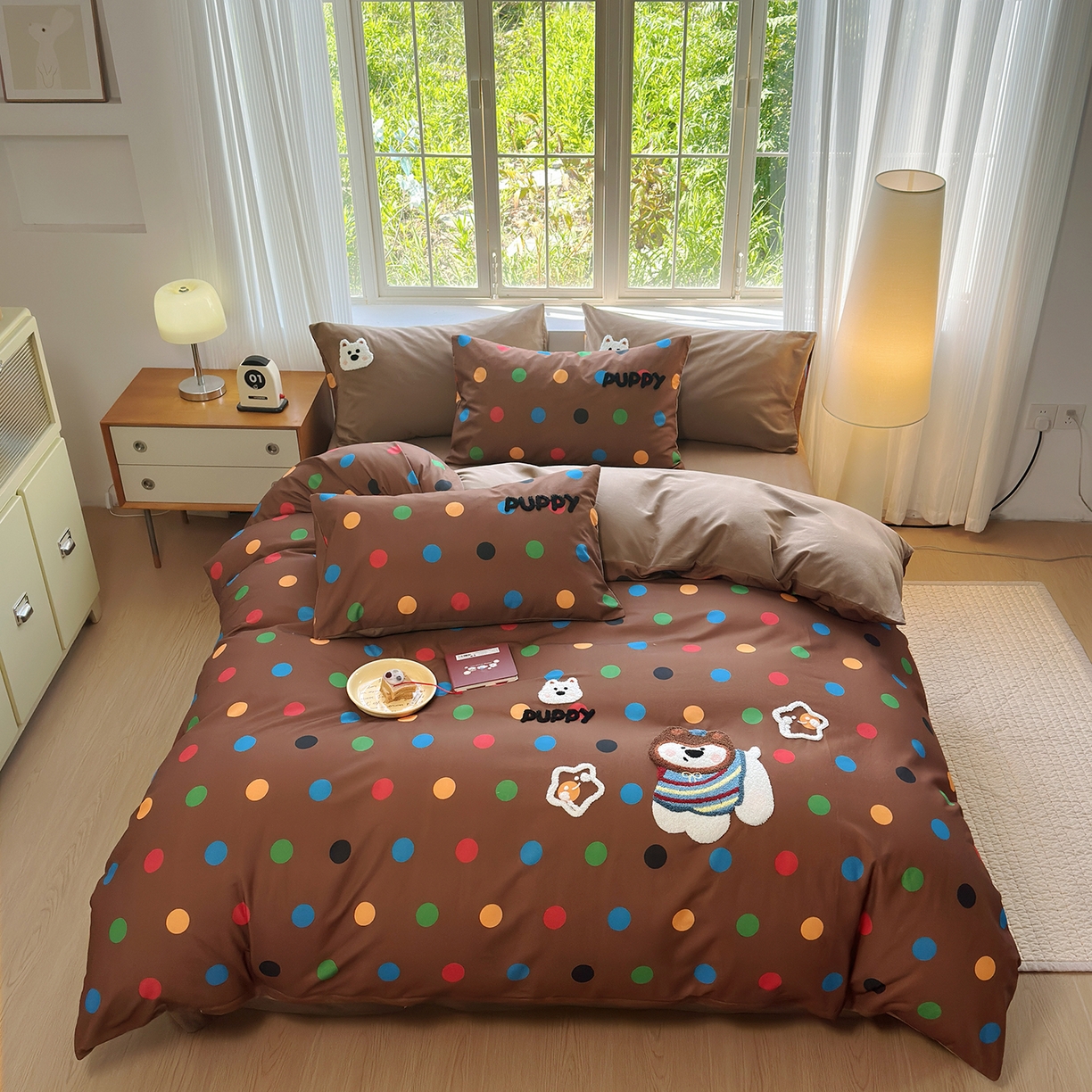 怡家居 2025新款全棉纯棉磨毛绣花四件套-普通款 七彩小熊