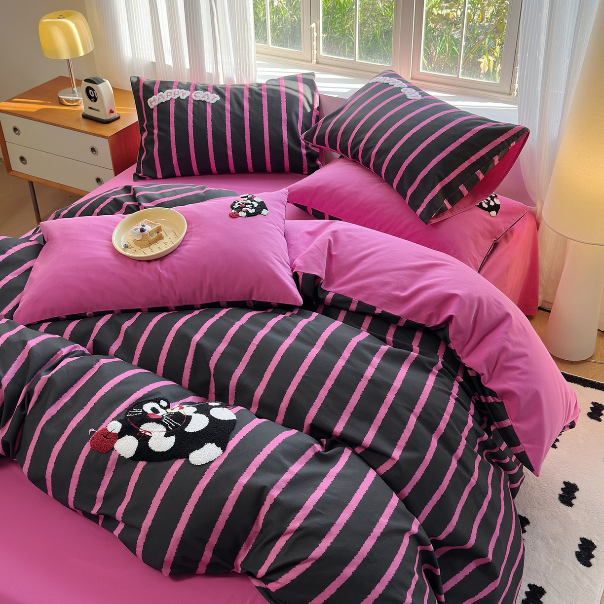 91家纺网 家纺一手货源 找家纺 怡家居 2025新款全棉纯棉磨毛绣花四件套-普通款 魔法喵