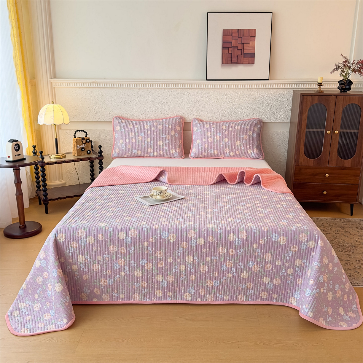 91家纺网 家纺一手货源 找家纺 （总）恒爱家纺 2025新款全棉宝宝绒双拼床盖三件套