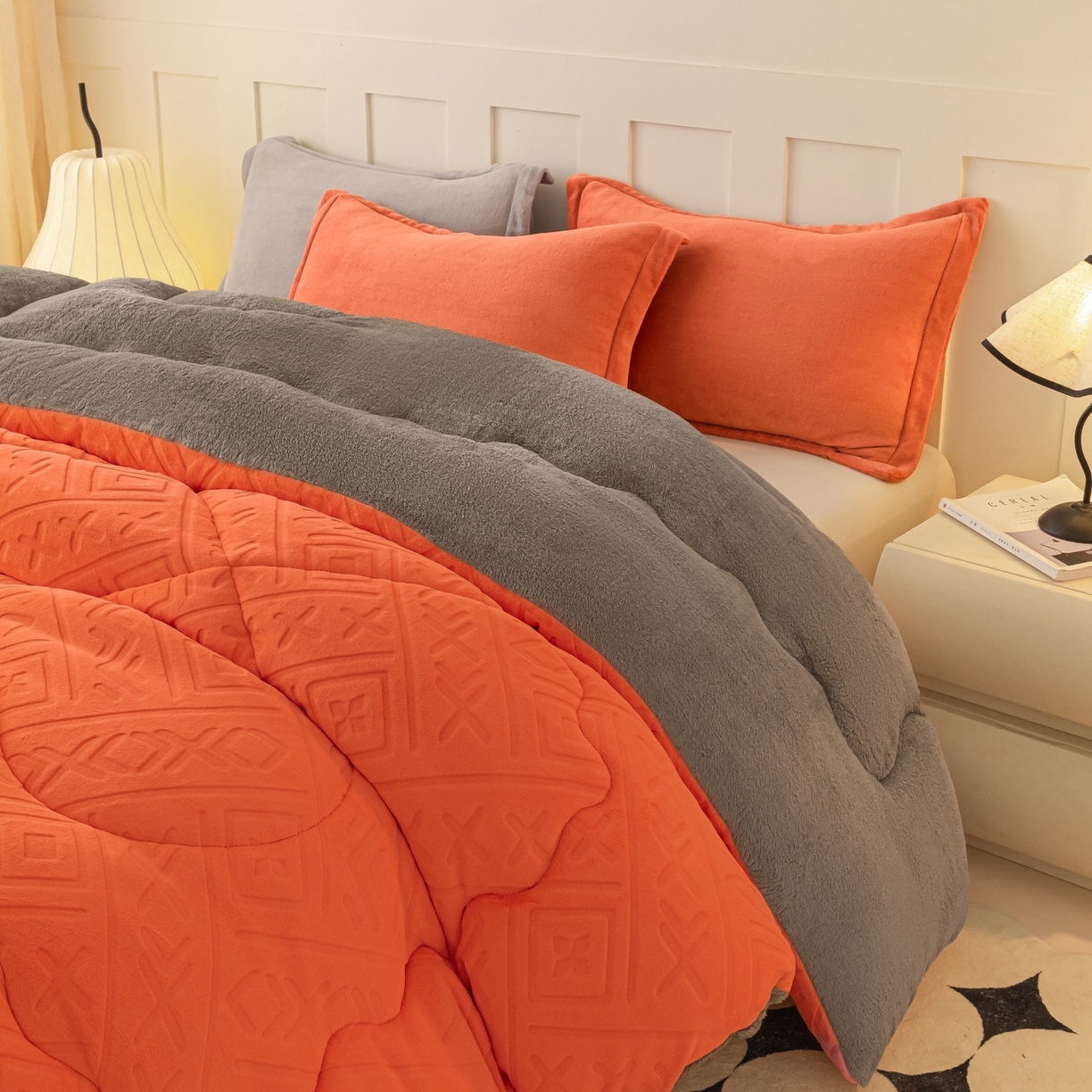 91家纺网 家纺一手货源 找家纺 美澳家纺 2025新款5D雕花绒牛奶绒宝宝绒加厚保暖纯色冬被被子被芯 爱玛橙