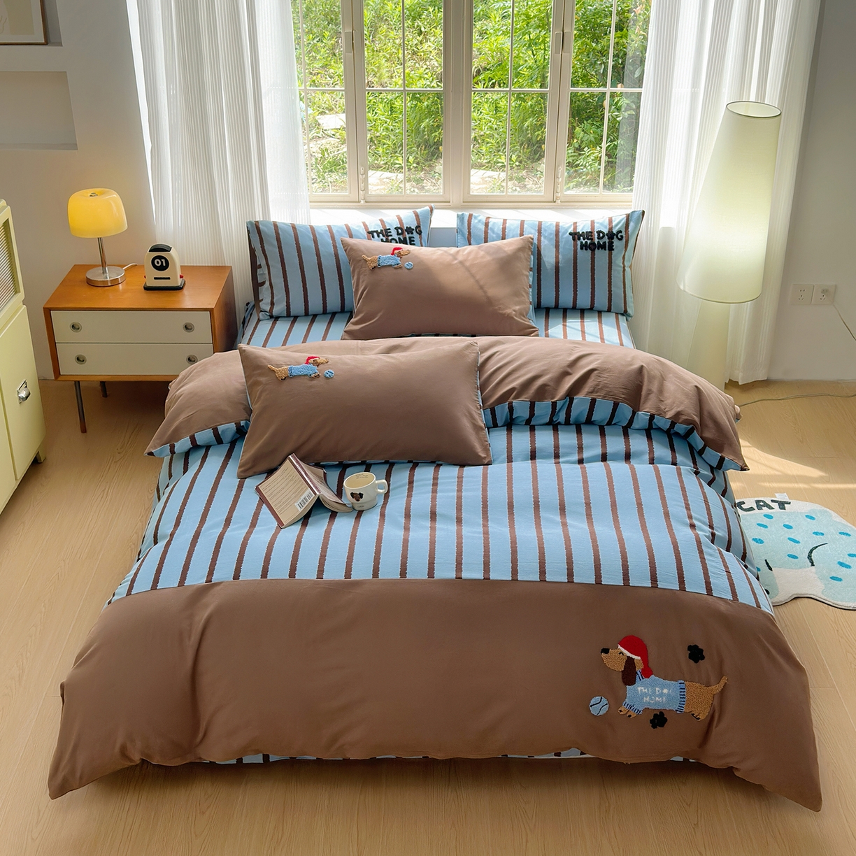 91家纺网 家纺一手货源 找家纺 （总）怡家居 2025新款全棉纯棉磨毛绣花四件套-拼接款