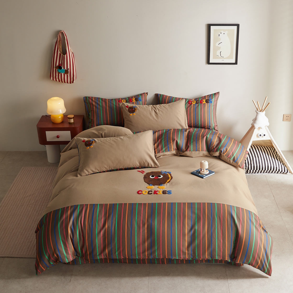 91家纺网 家纺一手货源 找家纺 （总）怡家居 2025新款全棉纯棉磨毛绣花四件套-拼接款