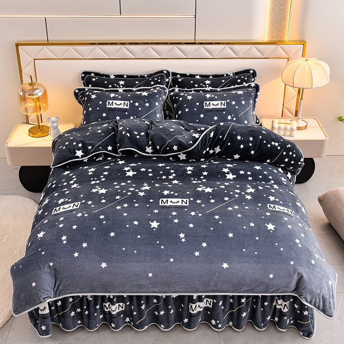 91家纺网 家纺一手货源 找家纺 绒品荟家纺 2025新款加厚牛奶绒单被套金貂绒法莱绒冬季法兰绒高克重被罩 星空漫步,星空漫步