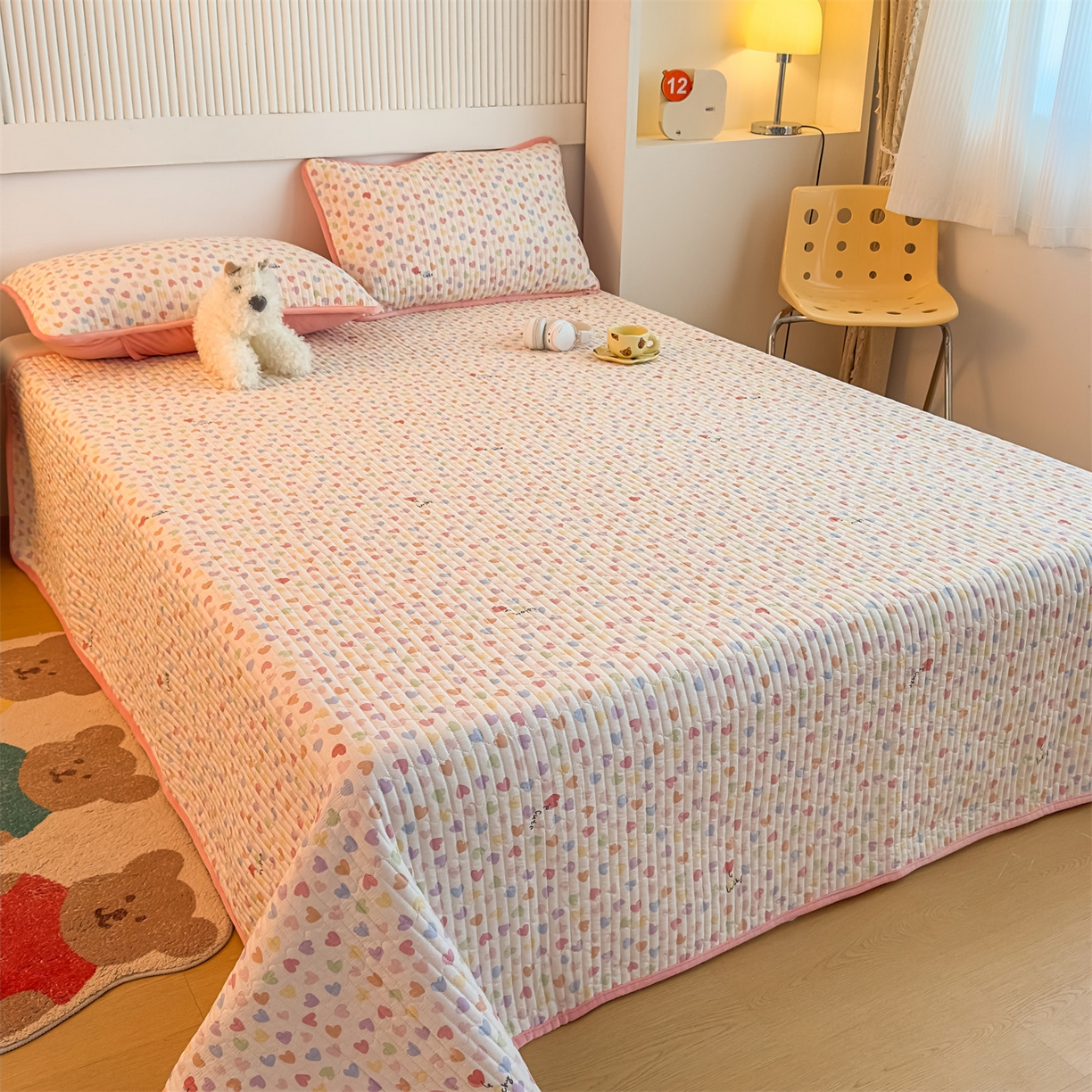 91家纺网 家纺一手货源 找家纺 恒爱家纺 2025新款全棉宝宝绒双拼床盖三件套 繁星点点