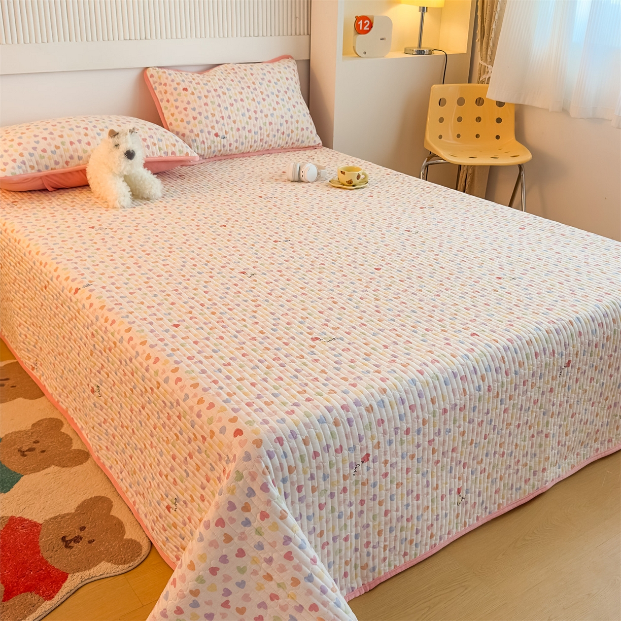 91家纺网 家纺一手货源 找家纺 恒爱家纺 2025新款全棉宝宝绒双拼床盖三件套 繁星点点