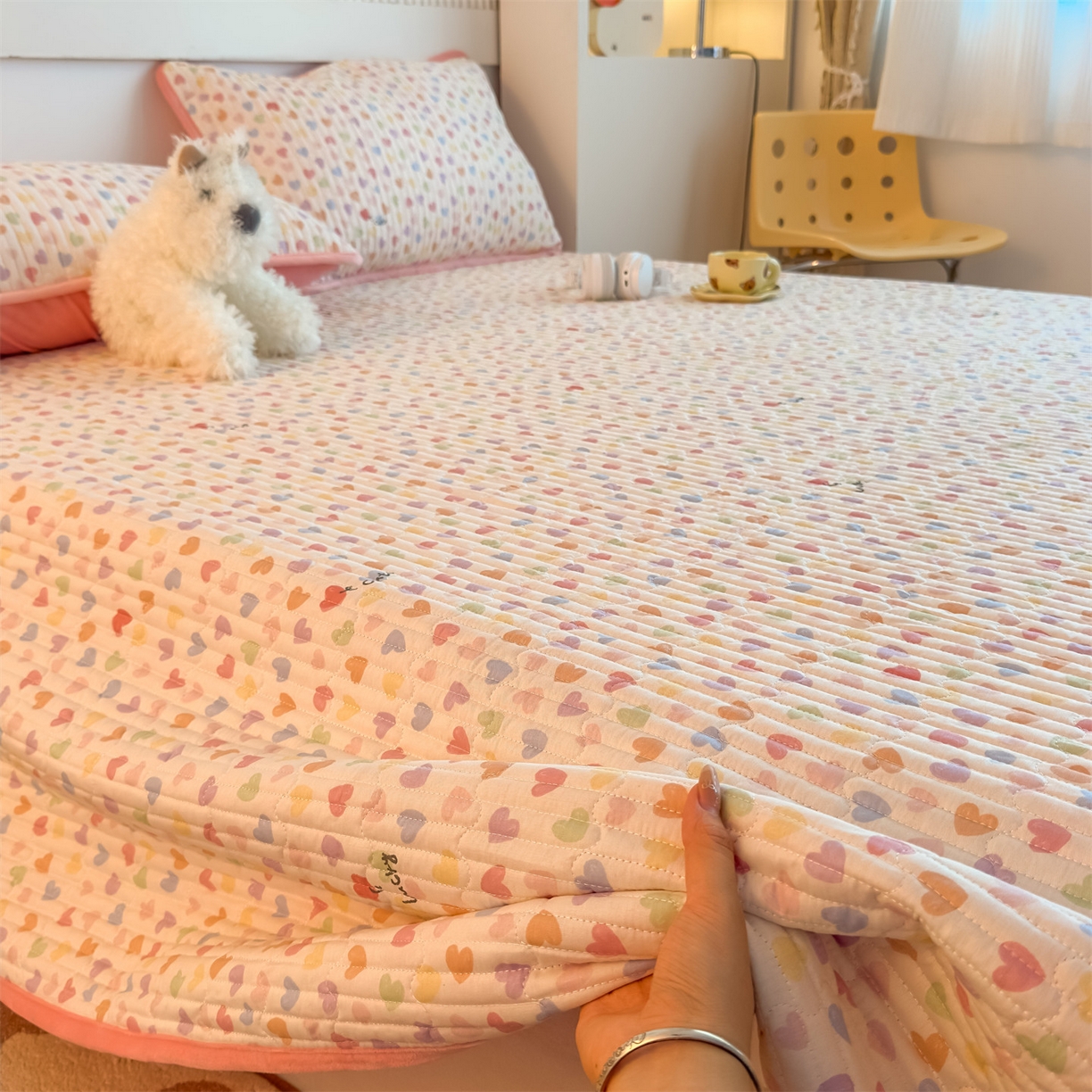 91家纺网 家纺一手货源 找家纺 恒爱家纺 2025新款全棉宝宝绒双拼床盖三件套 繁星点点