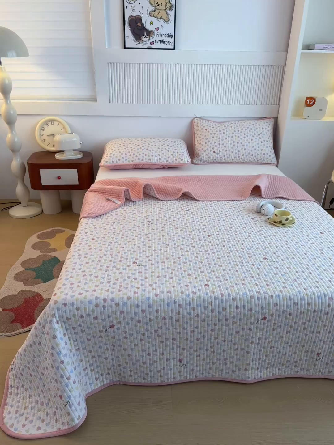 91家纺网 家纺一手货源 找家纺 恒爱家纺 2025新款全棉宝宝绒双拼床盖三件套 繁星点点