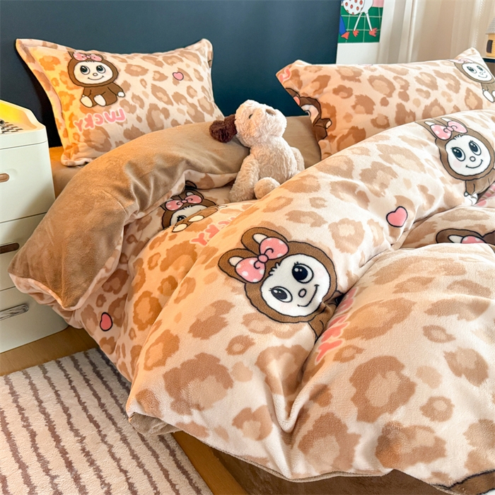 91家纺网 家纺一手货源 找家纺 （总）艾特你 2025新款小清新高克重牛奶绒印花四件套