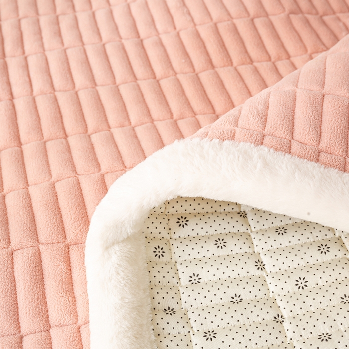 91家纺网 家纺一手货源 找家纺 梦初语 2025新款纯色牛奶绒贴布绣床垫褥冬季加绒加厚防滑学生宿舍 -直播爆款（面料17 小煤球-玉