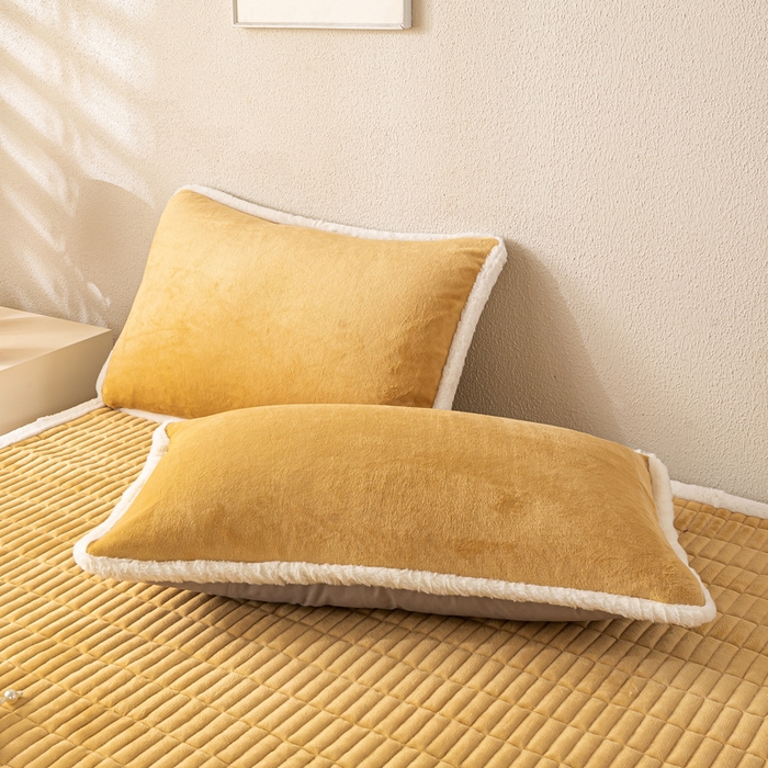 91家纺网 家纺一手货源 找家纺 梦初语 2025新款纯色牛奶绒贴布绣床垫褥冬季加绒加厚防滑学生宿舍 -直播爆款（面料17 维尼-咖