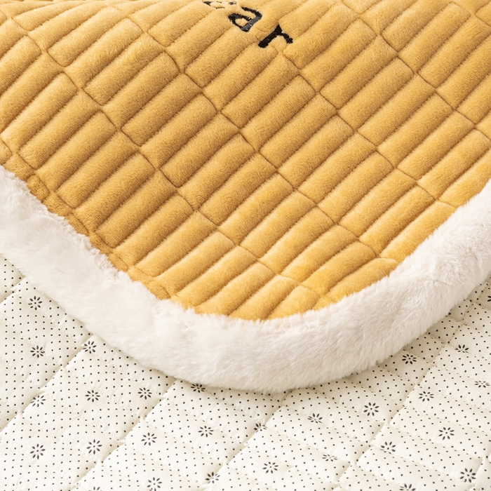 91家纺网 家纺一手货源 找家纺 梦初语 2025新款纯色牛奶绒贴布绣床垫褥冬季加绒加厚防滑学生宿舍 -直播爆款（面料17 维尼-咖