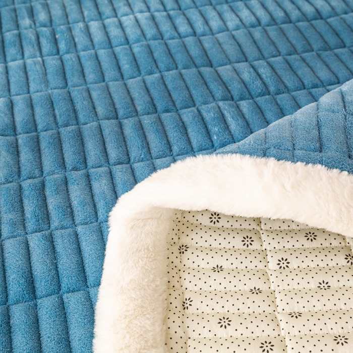 91家纺网 家纺一手货源 找家纺 梦初语 2025新款纯色牛奶绒贴布绣床垫褥冬季加绒加厚防滑学生宿舍 -直播爆款（面料17 猫咪-兰