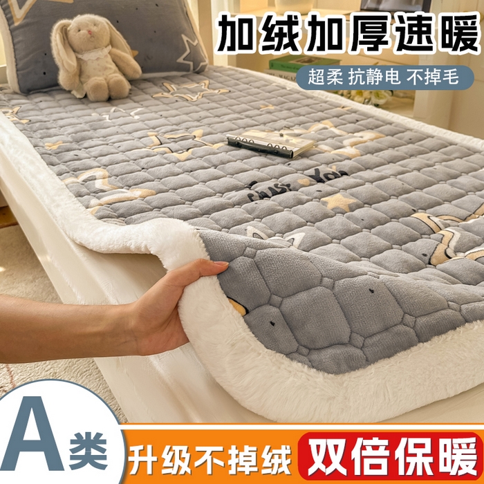 91家纺网 家纺一手货源 找家纺 （总）梦初语 2025新款牛奶绒印花夹棉加厚款床护垫褥子学生宿舍-直播爆款（面料180克-夹棉200克-底布80克防滑滴塑布）