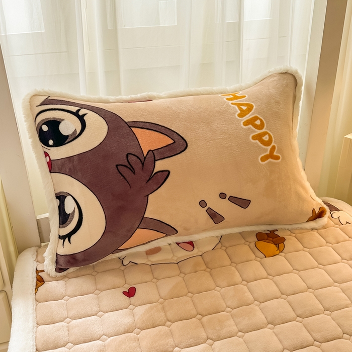 91家纺网 家纺一手货源 找家纺 梦初语 2025新款牛奶绒印花夹棉加厚款床护垫褥子学生宿舍-直播爆款（面料180克-夹棉200克-底布80克防滑滴塑布） 顽皮鼠