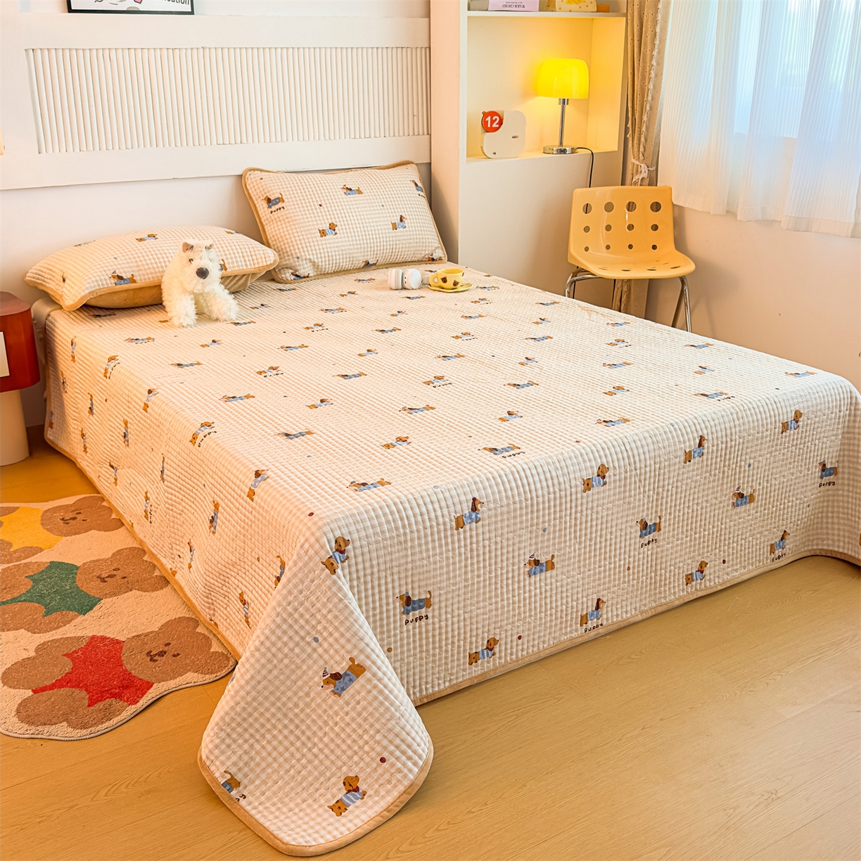 91家纺网 家纺一手货源 找家纺 恒爱家纺 2025新款全棉宝宝绒双拼床盖三件套 好朋友