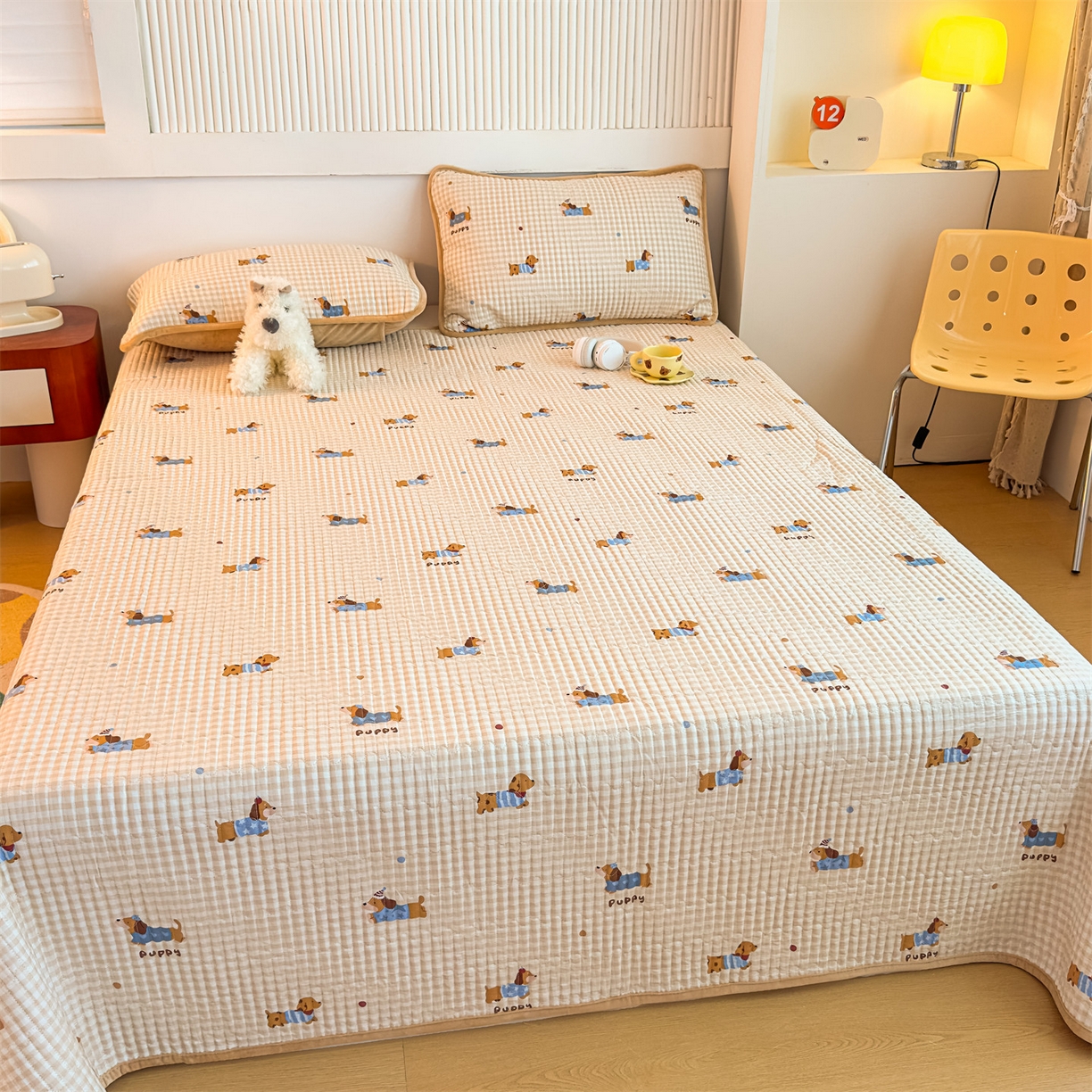 91家纺网 家纺一手货源 找家纺 恒爱家纺 2025新款全棉宝宝绒双拼床盖三件套 好朋友