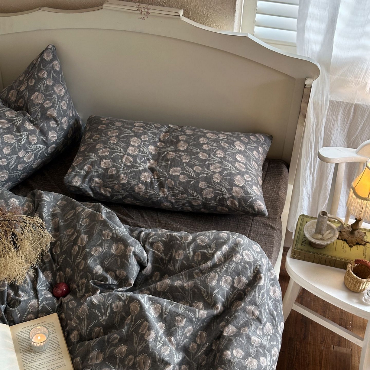 91家纺网 家纺一手货源 找家纺 （总）初念 2025新款1亚麻复古诧季风系列皱皱纱提花四件套(提供买家秀）