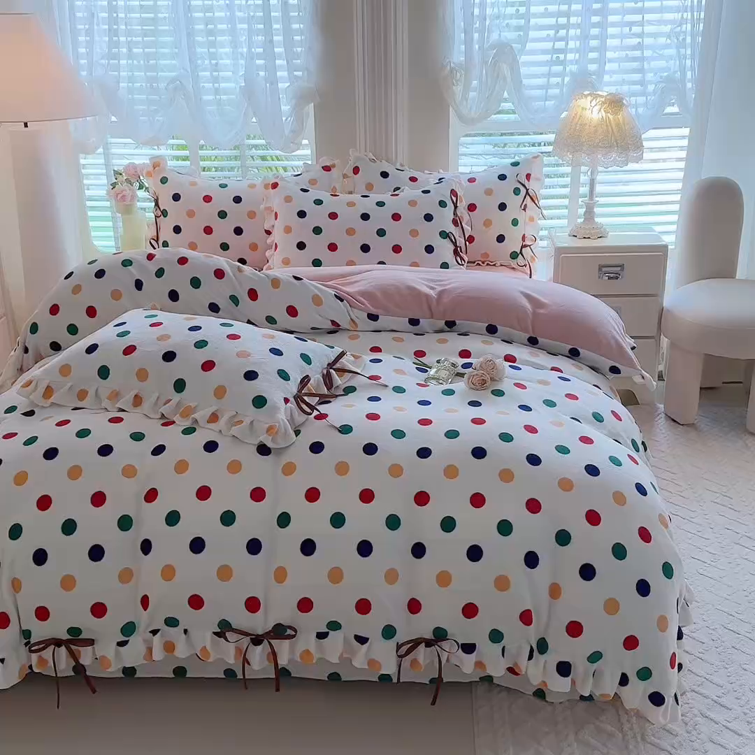 91家纺网 家纺一手货源 找家纺 （总）韩约 2025新款韩式蝴蝶结牛奶绒床单款四件套