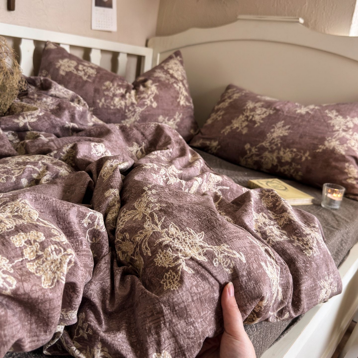 91家纺网 家纺一手货源 找家纺 初念 2025新款1亚麻复古诧季风系列皱皱纱提花四件套(提供买家秀） 诧季风-月华绣影