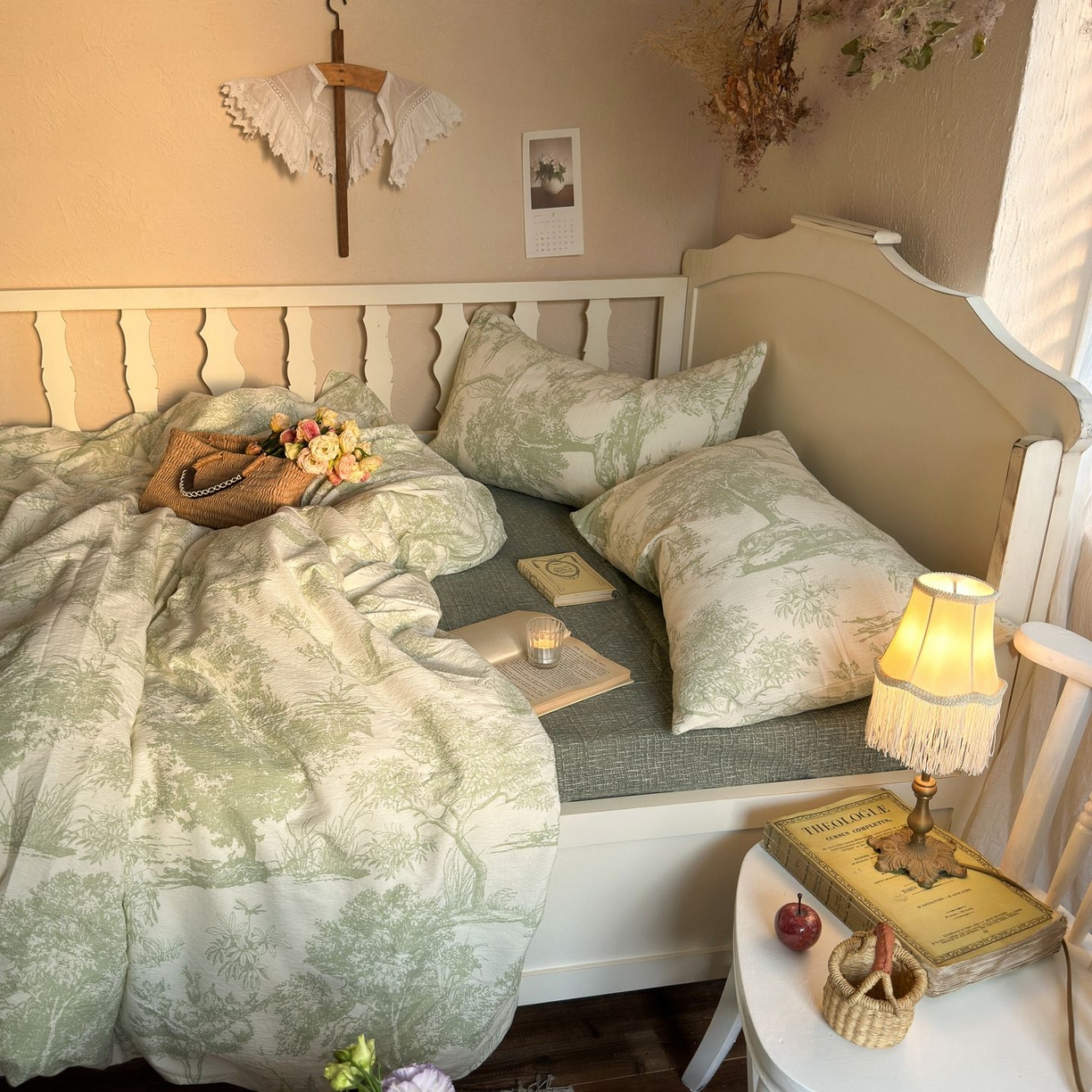 91家纺网 家纺一手货源 找家纺 初念 2025新款1亚麻复古诧季风系列皱皱纱提花四件套(提供买家秀） 诧季风-烟雨