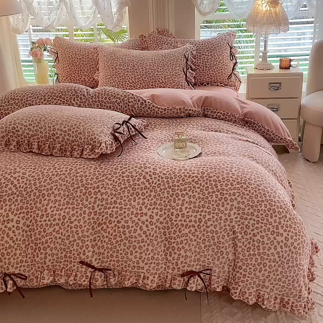 91家纺网 家纺一手货源 找家纺 （总）韩约 2025新款韩式蝴蝶结牛奶绒床单款四件套