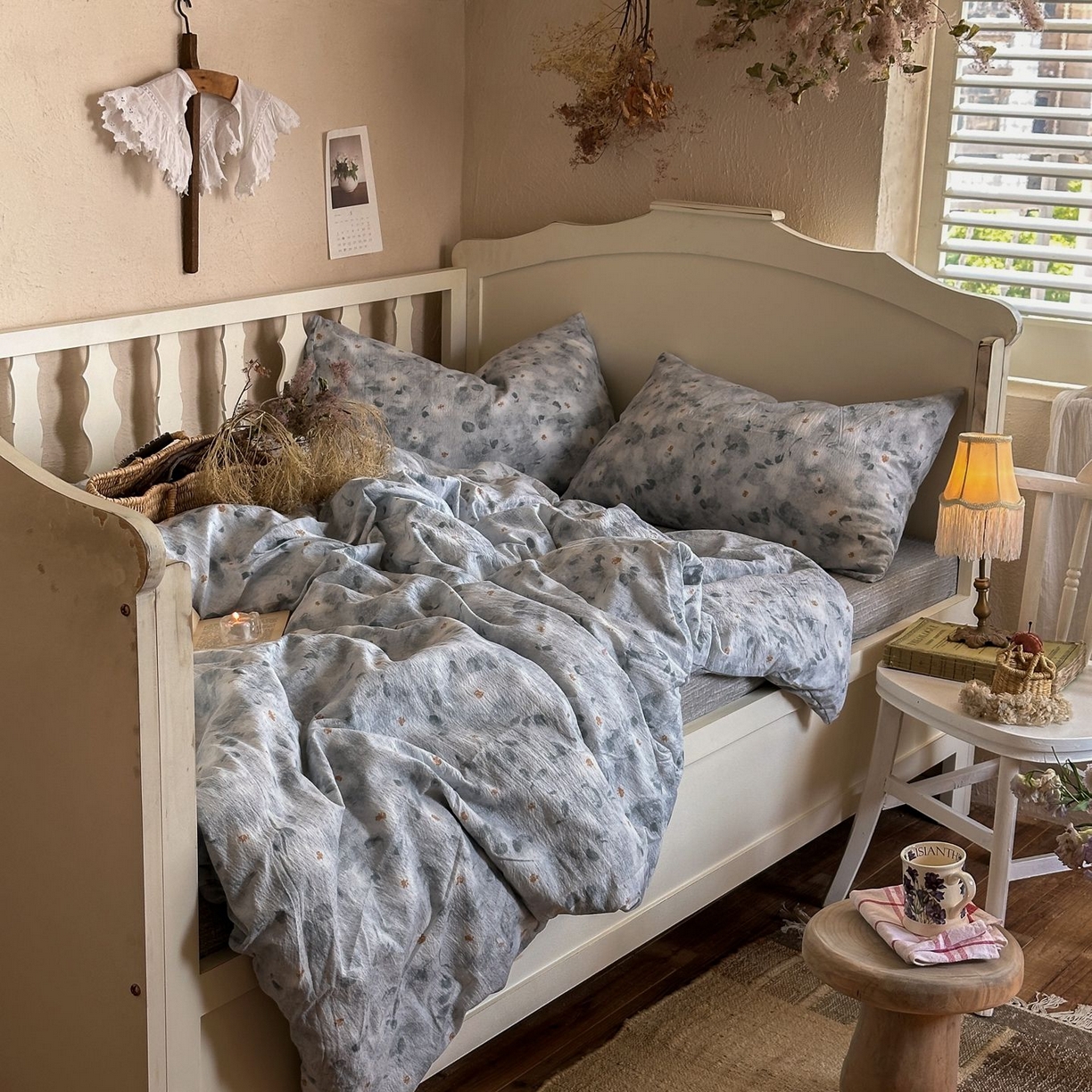 91家纺网 家纺一手货源 找家纺 初念 2025新款1亚麻复古诧季风系列皱皱纱提花四件套(提供买家秀） 诧季风-醉星漓