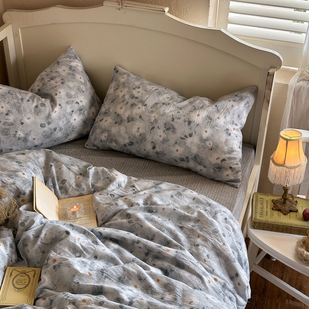 91家纺网 家纺一手货源 找家纺 初念 2025新款1亚麻复古诧季风系列皱皱纱提花四件套(提供买家秀） 诧季风-醉星漓