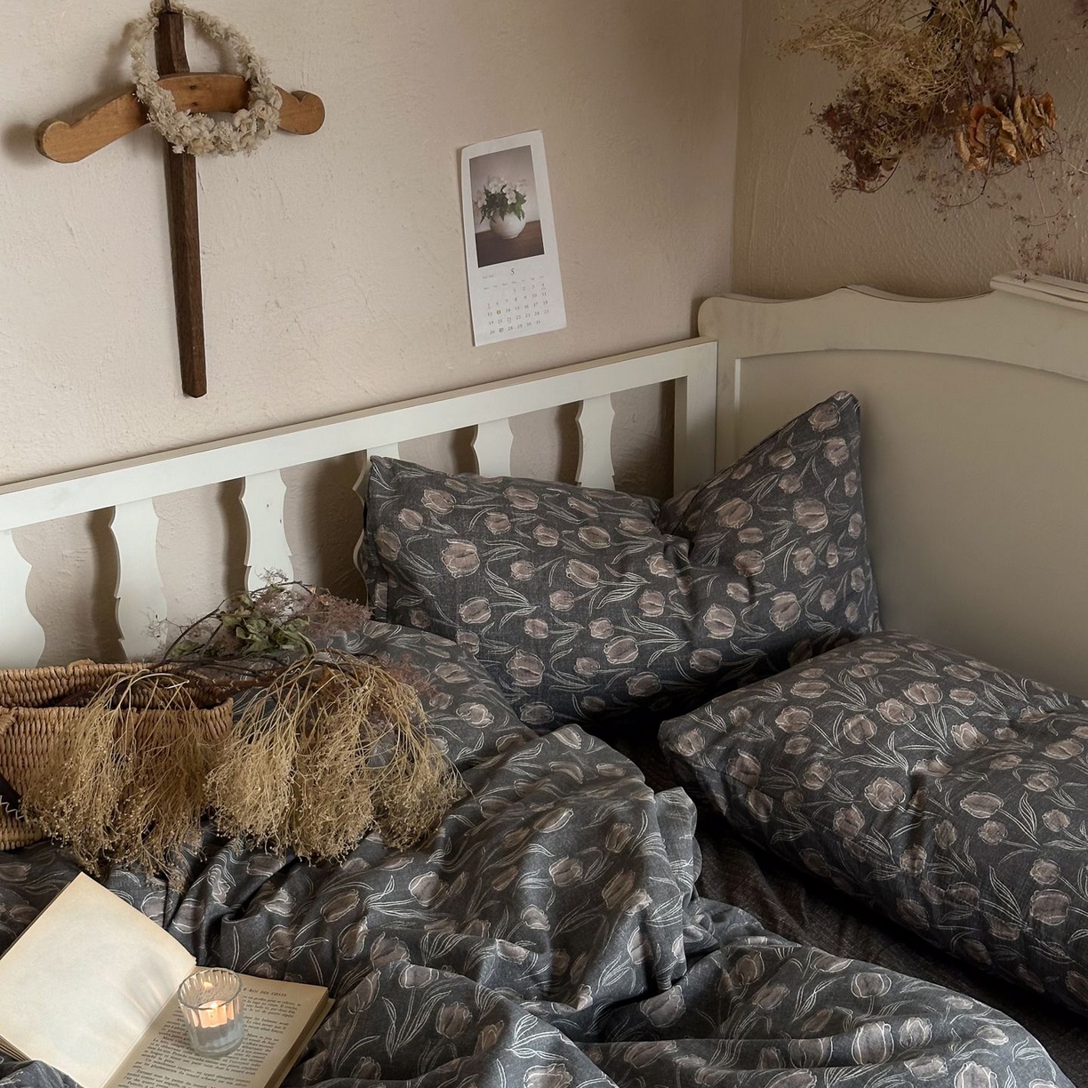 91家纺网 家纺一手货源 找家纺 （总）初念 2025新款1亚麻复古诧季风系列皱皱纱提花四件套(提供买家秀）