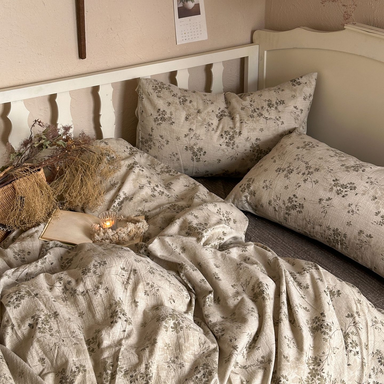 91家纺网 家纺一手货源 找家纺 初念 2025新款1亚麻复古诧季风系列皱皱纱提花四件套(提供买家秀） 诧季风-秋风萧瑟