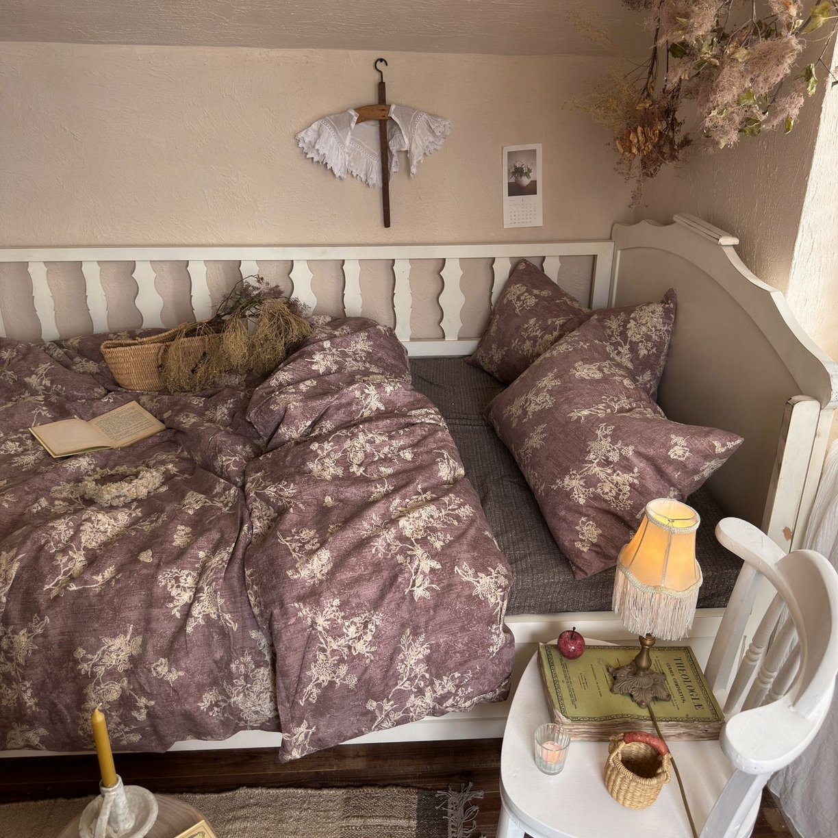 91家纺网 家纺一手货源 找家纺 初念 2025新款1亚麻复古诧季风系列皱皱纱提花四件套(提供买家秀） 诧季风-月华绣影