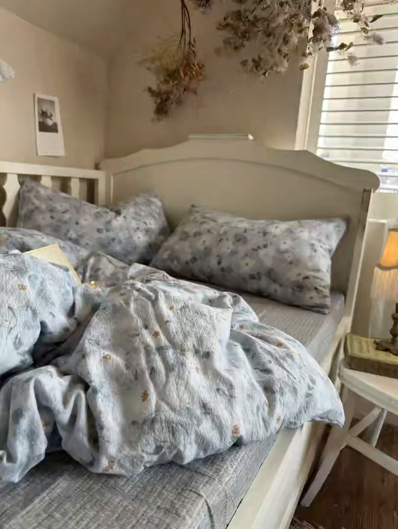 91家纺网 家纺一手货源 找家纺 初念 2025新款1亚麻复古诧季风系列皱皱纱提花四件套(提供买家秀） 诧季风-醉星漓