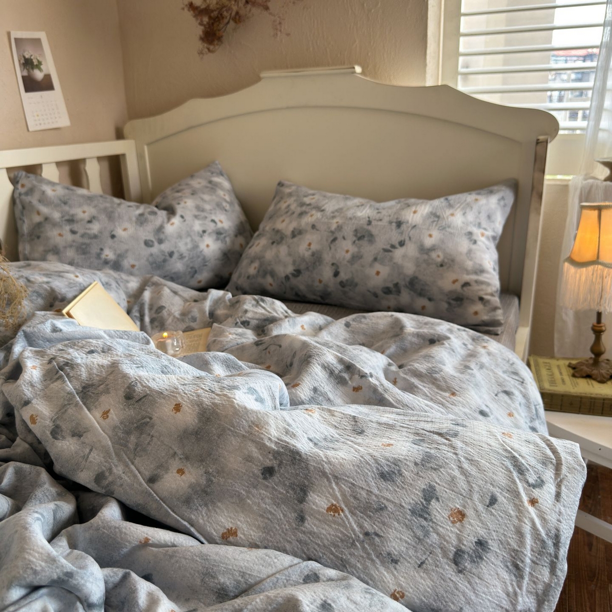 91家纺网 家纺一手货源 找家纺 初念 2025新款1亚麻复古诧季风系列皱皱纱提花四件套(提供买家秀） 诧季风-醉星漓