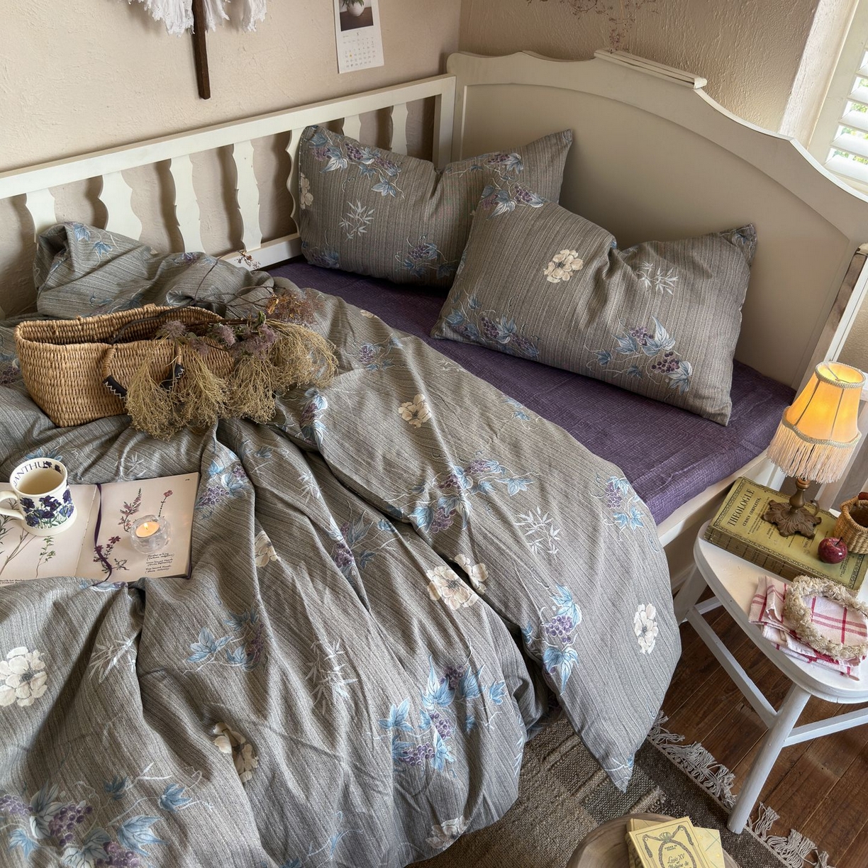 91家纺网 家纺一手货源 找家纺 （总）初念 2025新款1亚麻复古诧季风系列皱皱纱提花四件套(提供买家秀）