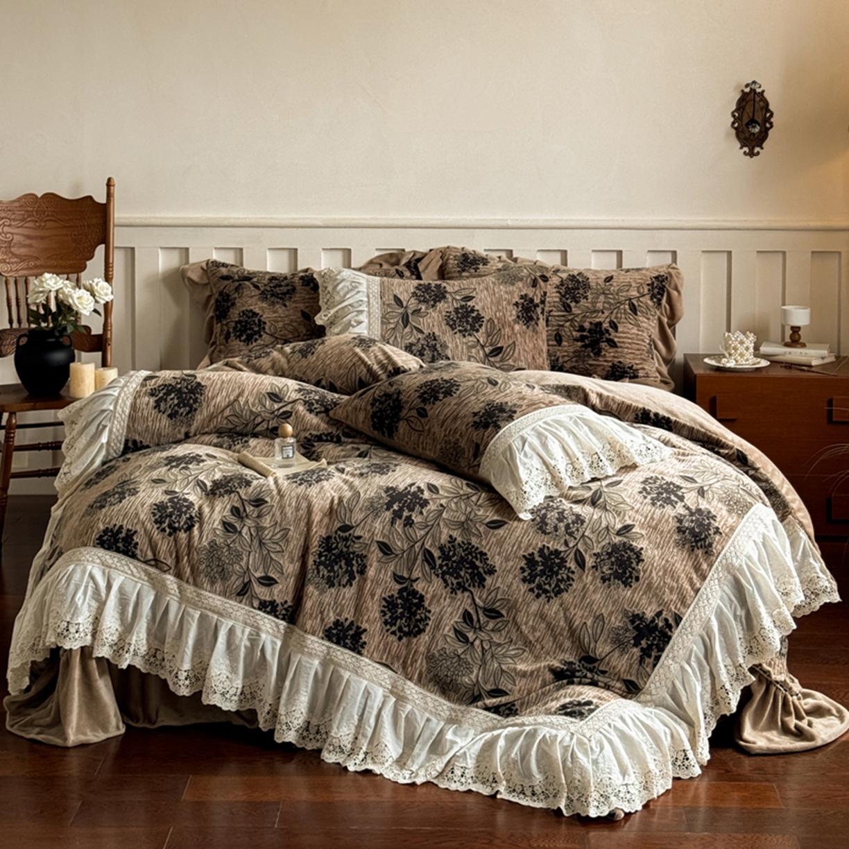 花香四季家纺 2025新款雕花绒夹棉床盖款四件套系列 秘境