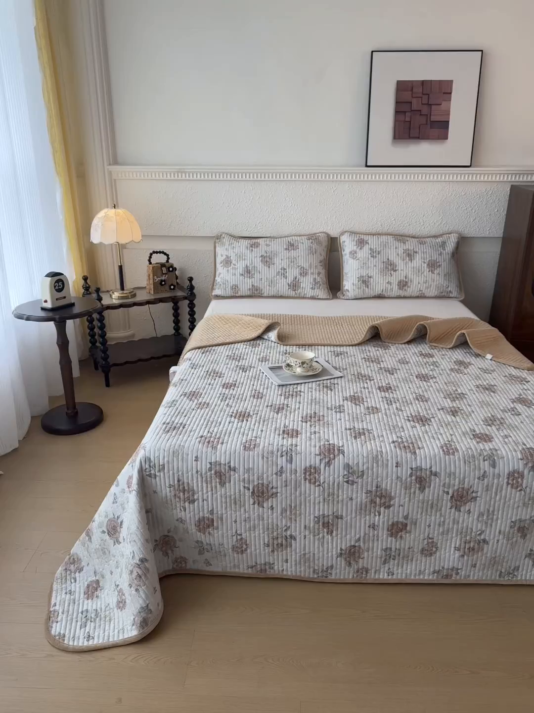 91家纺网 家纺一手货源 找家纺 恒爱家纺 2025新款全棉宝宝绒双拼床盖三件套 火树琪花