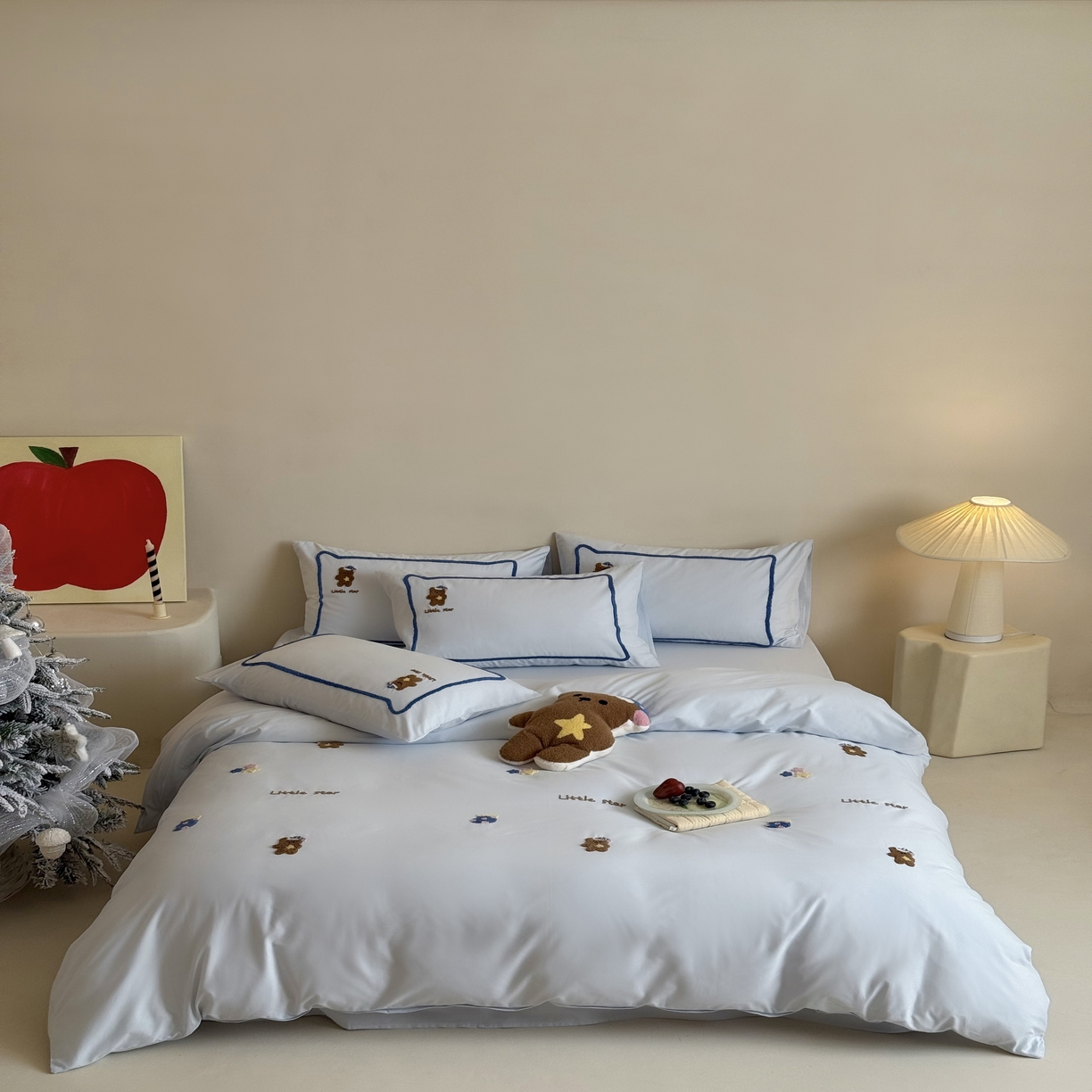 三味舒屋 2025新款好梦毛巾绣全棉纯棉磨毛四件套 磨毛款好梦小熊