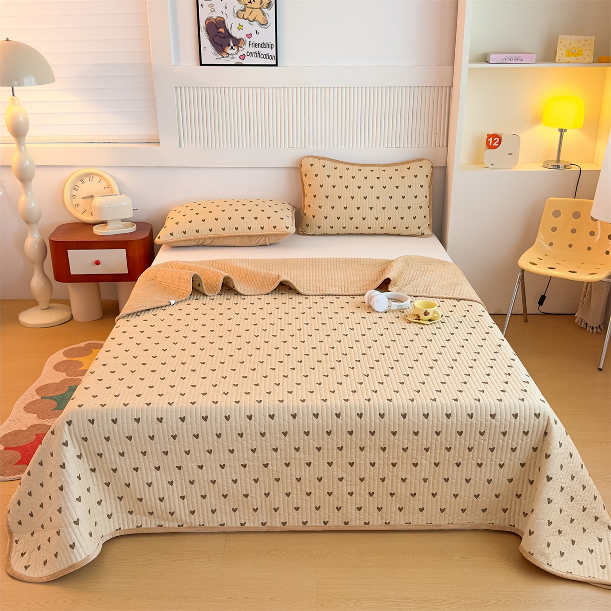 恒爱家纺 2025新款全棉宝宝绒双拼床盖三件套 精彩人生