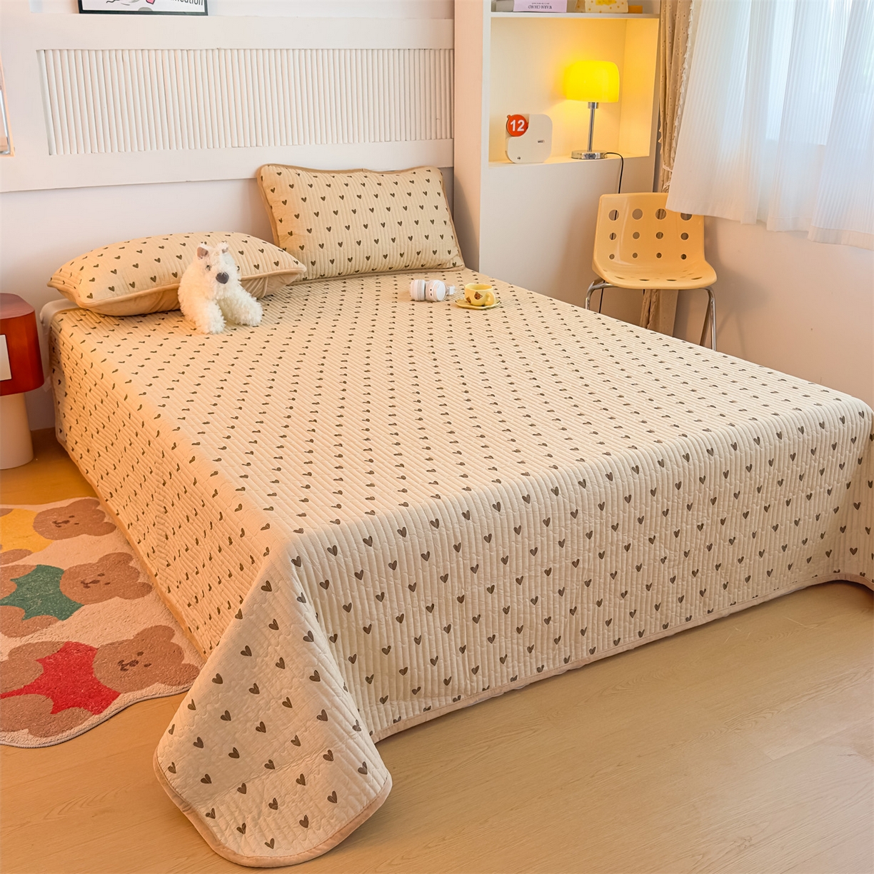 91家纺网 家纺一手货源 找家纺 恒爱家纺 2025新款全棉宝宝绒双拼床盖三件套 精彩人生