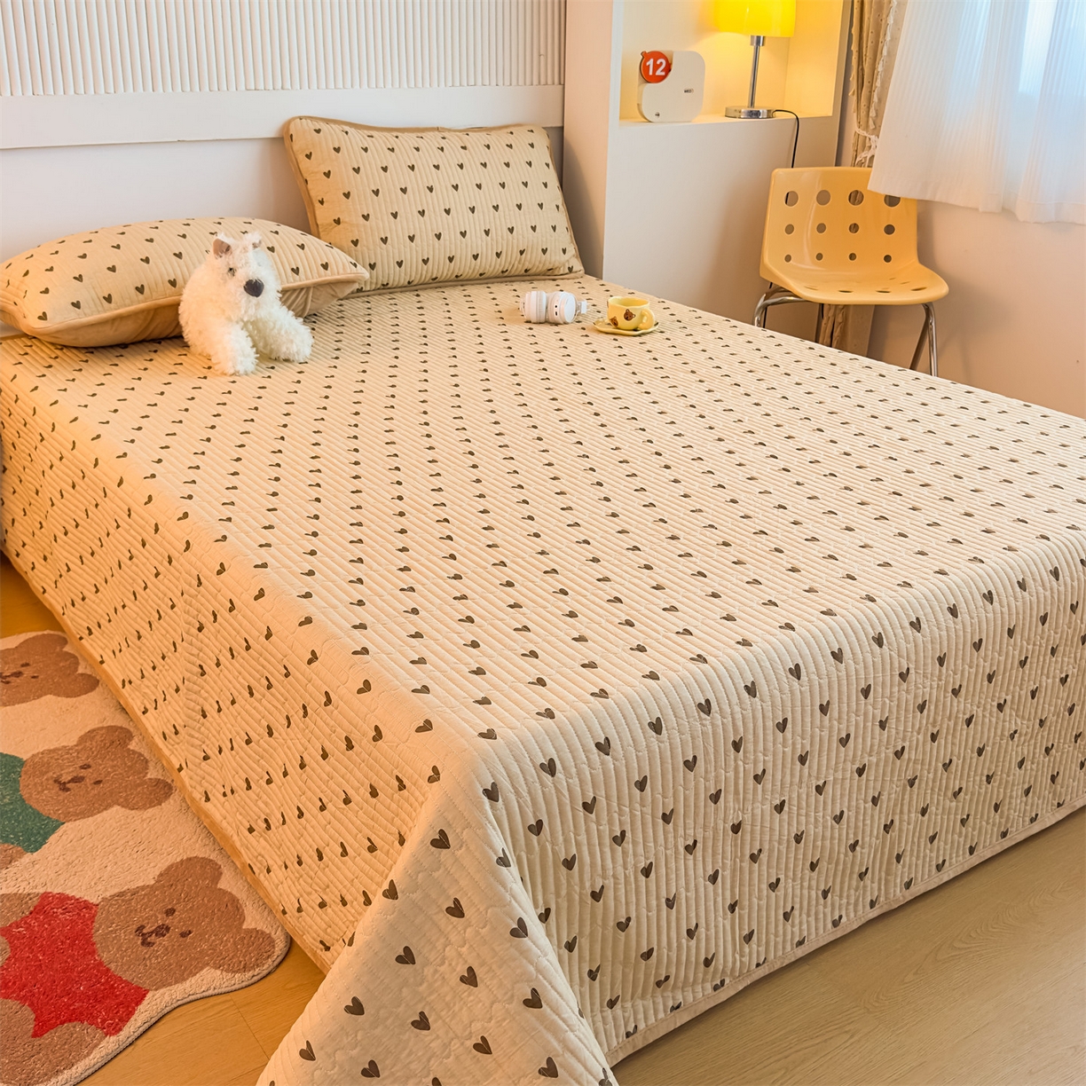 91家纺网 家纺一手货源 找家纺 恒爱家纺 2025新款全棉宝宝绒双拼床盖三件套 精彩人生