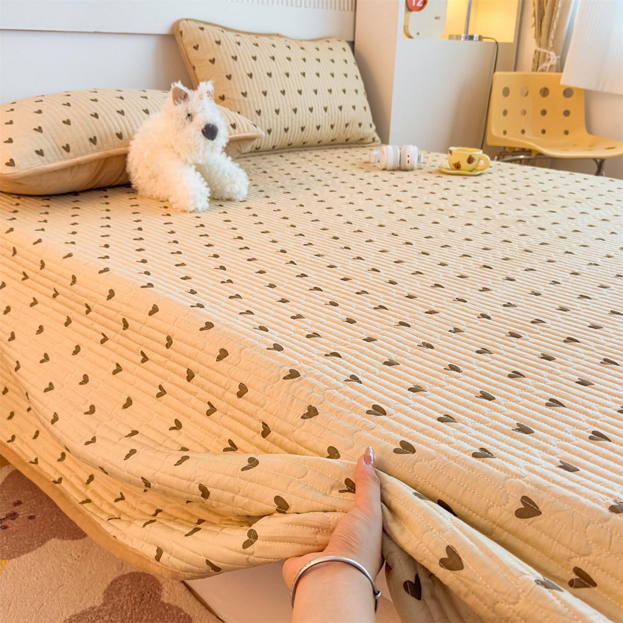 91家纺网 家纺一手货源 找家纺 恒爱家纺 2025新款全棉宝宝绒双拼床盖三件套 精彩人生