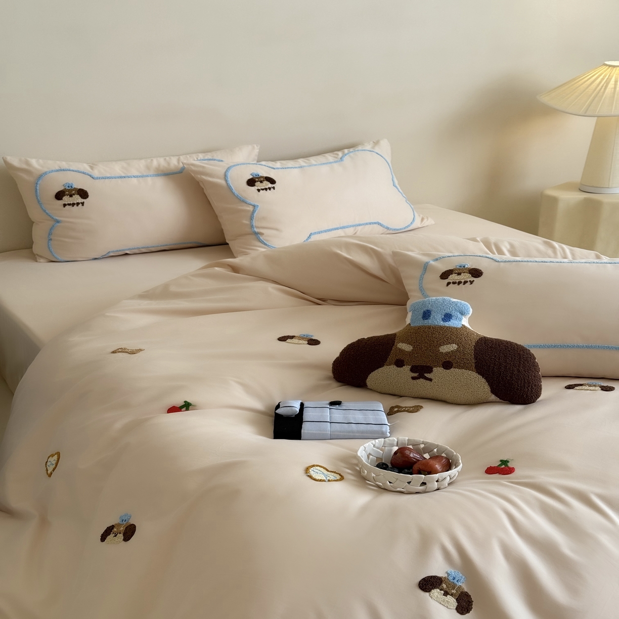 91家纺网 家纺一手货源 找家纺 三味舒屋 2025新款好梦毛巾绣全棉纯棉磨毛四件套 磨毛款美味帕恰